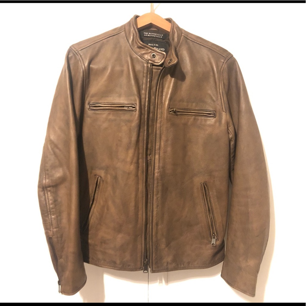 Brown Leather Bonneville Moto Jacket